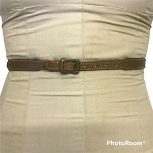 VTG Levis Brown Leather Skinny Belt Ladies Size Small Levi Strauss Nameplate USA